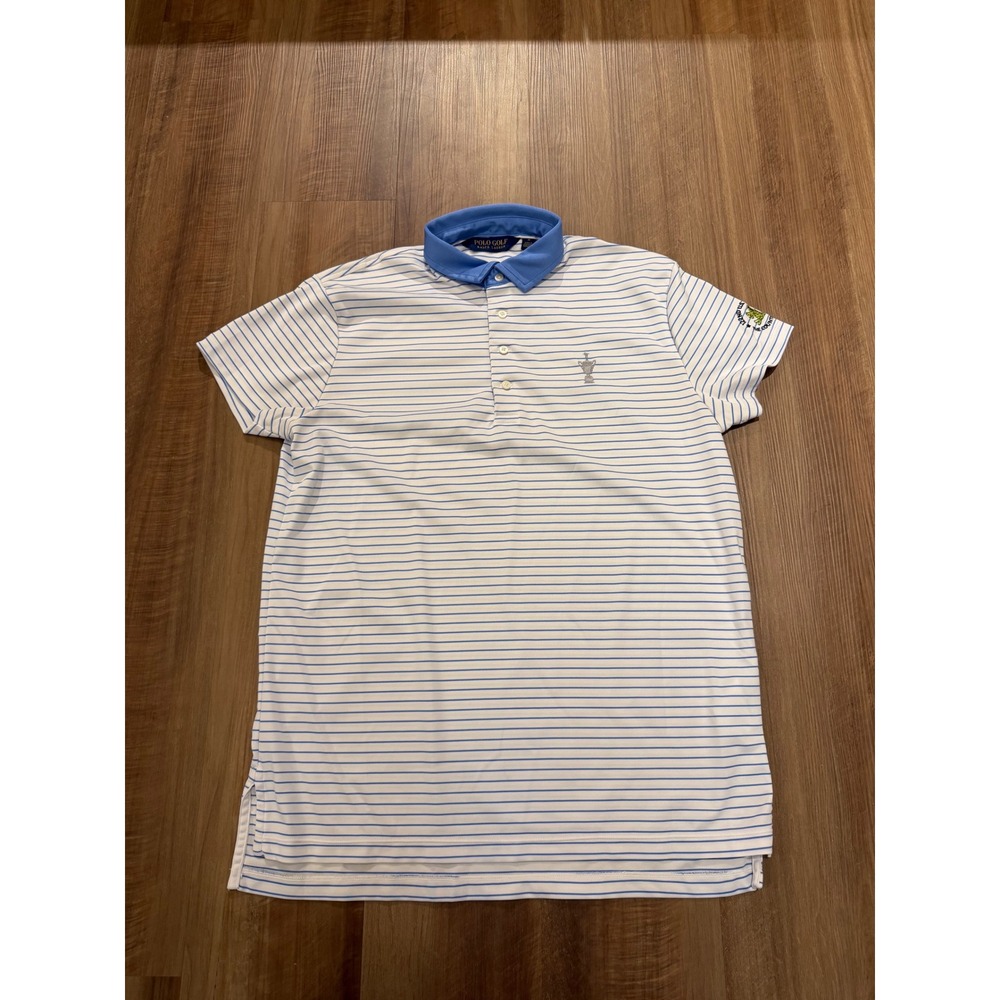 Polo Golf Ralph Lauren Shirt Mens M Blue White Striped 122nd US Open CountryClub